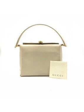 Gucci Vintage Leather Hand Bag Ivory